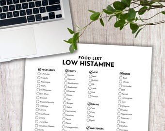 Low Histamine, Food List, Grocery List, Low Histamine List, Low Histamine Diet, Low Histamine Foods, Food Lists PDF, Food List Printable