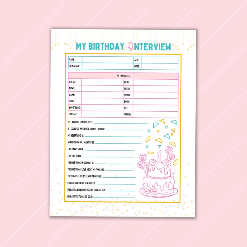 PRINTABLE Kids Birthday Interview Kids Annual Interview - Etsy