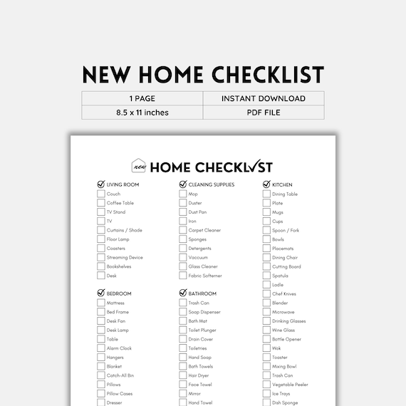 First Apartment Checklist New Home Checklist New Home 