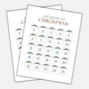 Christmas Countdown Printable | Color PDF | Fun Holiday Countdown Tracker for Kids, Teens & Adults | Digital Download