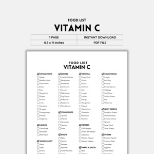 Vitamin C, Vitamin C Foods, Ascorbic Acid, Food List, Grocery List, Food Guide, Shopping List, Food Journal, Vitamin C Source, Citrus Fruits