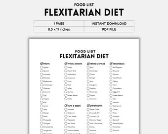 Flexitarian Diet, Food List, Shopping List, Grocery List, Plant Based Eating, Balanced Diet, PDFHealthy Choices, Flexitarian Lifestyle, PDF