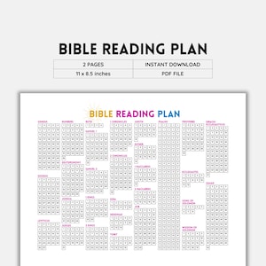 DRUCKBAR Bibelleseplan, Bibellesetagebuch, Bibelstudie, Bibel-Tracker, Bibeljournal, Bibeljournal, Bibel in einem Jahr, PDF-Datei
