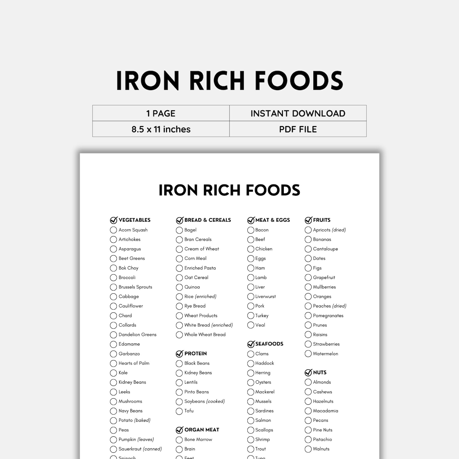 Iron Rich Food, Iron Deficiency Food, Foods High in Iron, Grocery List