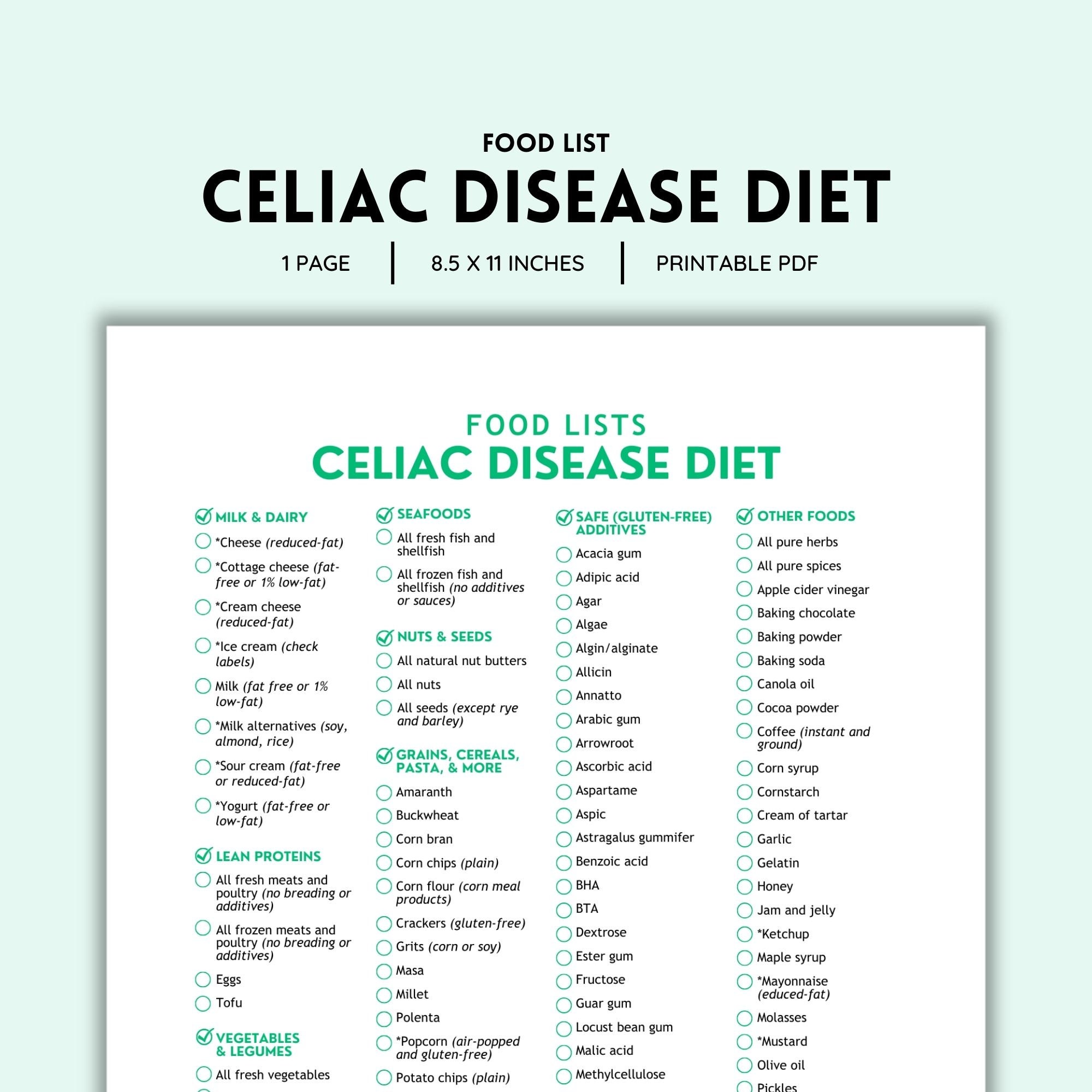 Celiac Disease Gluten Free Grocery Lists Food Lists Shopping List Food Guide Allowed Food
