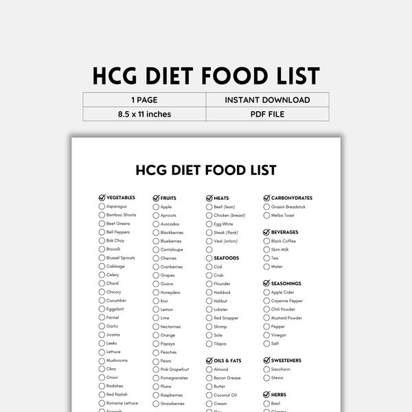 HCG Diet, Food List, Grocery List, Food Guide, List Printable, Shopping List, HCG Protocol, Healthy Choices, Healthy Eating, PDF Download