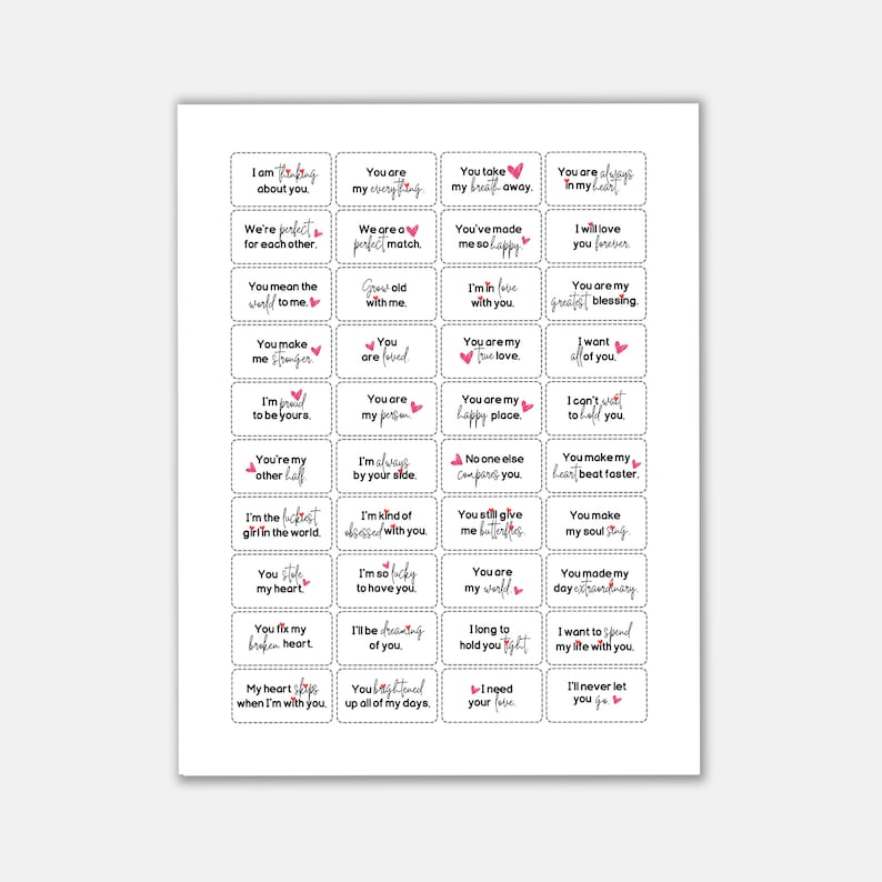 Love Notes for Him, Printable Love Notes Card, Mini Love Messages, Reasons I Love You, I Love ...
