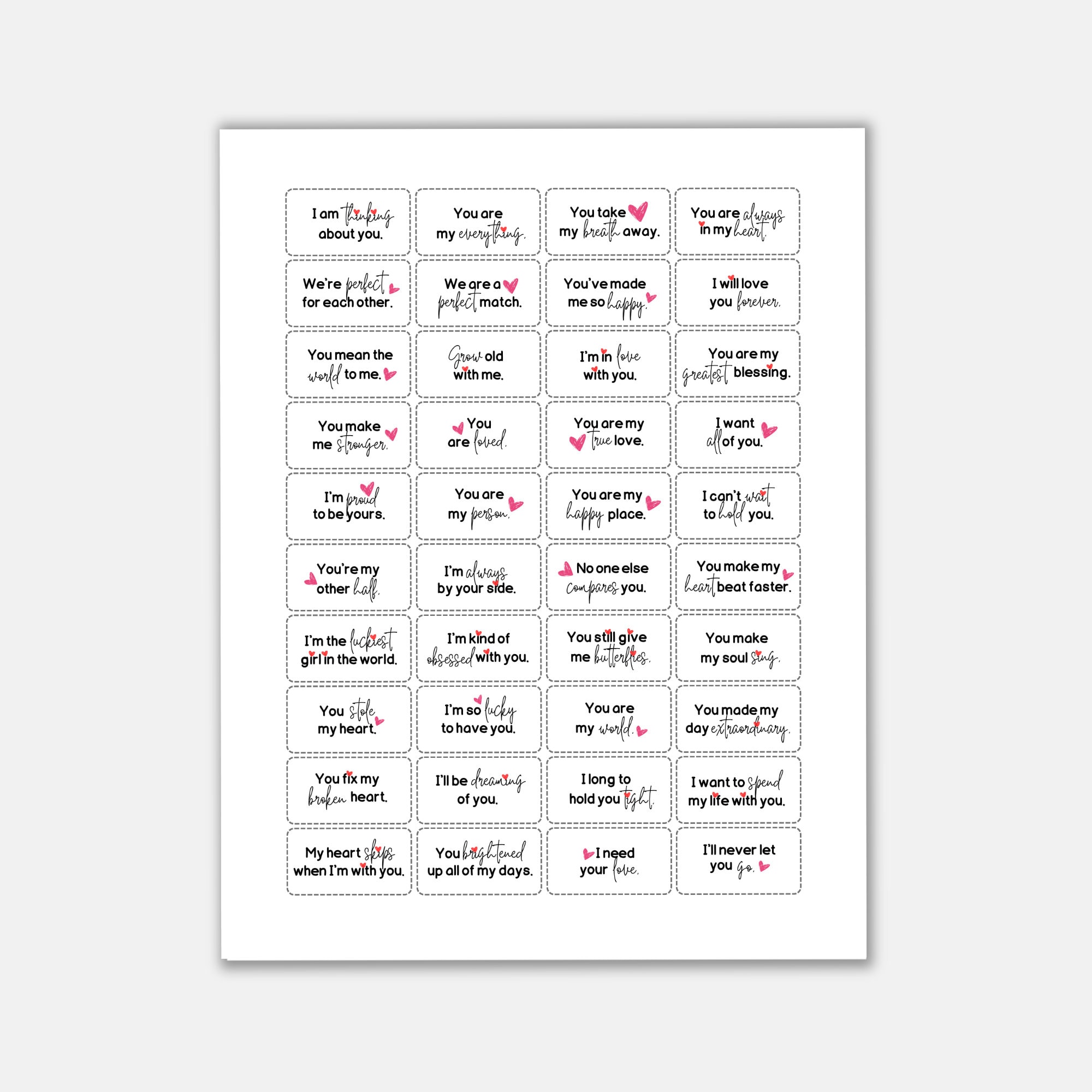 Love Notes for Him, Printable Love Notes Card, Mini Love Messages, Reasons I Love You, I Love