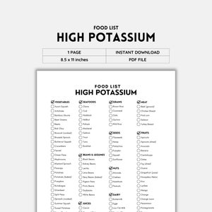 High Potassium, Food List, Potassium Foods, Potassium Rich Foods
