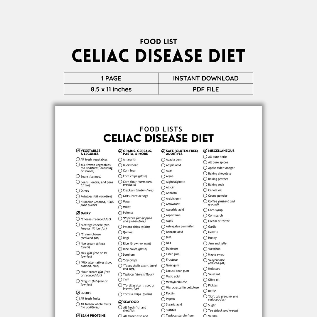 Celiac Disease Gluten Free Grocery Lists Food Lists - Etsy