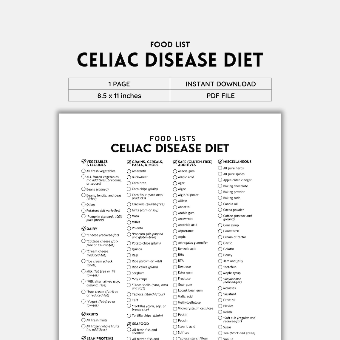 Celiac Disease, Gluten Free, Grocery Lists, Food Lists, Shopping List