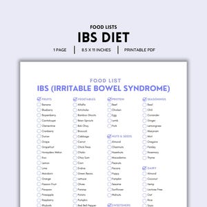 IBS Diet Food List Printable | PDF | Einfacher Low-FODMap & gut-freundliche Lebensmittel-Leitfaden | Digitaler Download