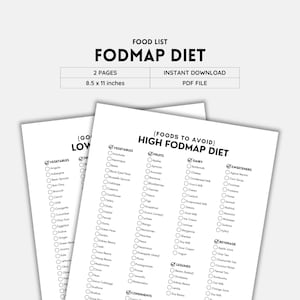 Fod Map Liste, Low Fod Map, High Fod Map, IBS, Fod Map Diet, Lebensmittelliste, Einkaufsliste, Lebensmittelliste, Darm Gesundheit, IBS Relief, Liste druckbar, PDF