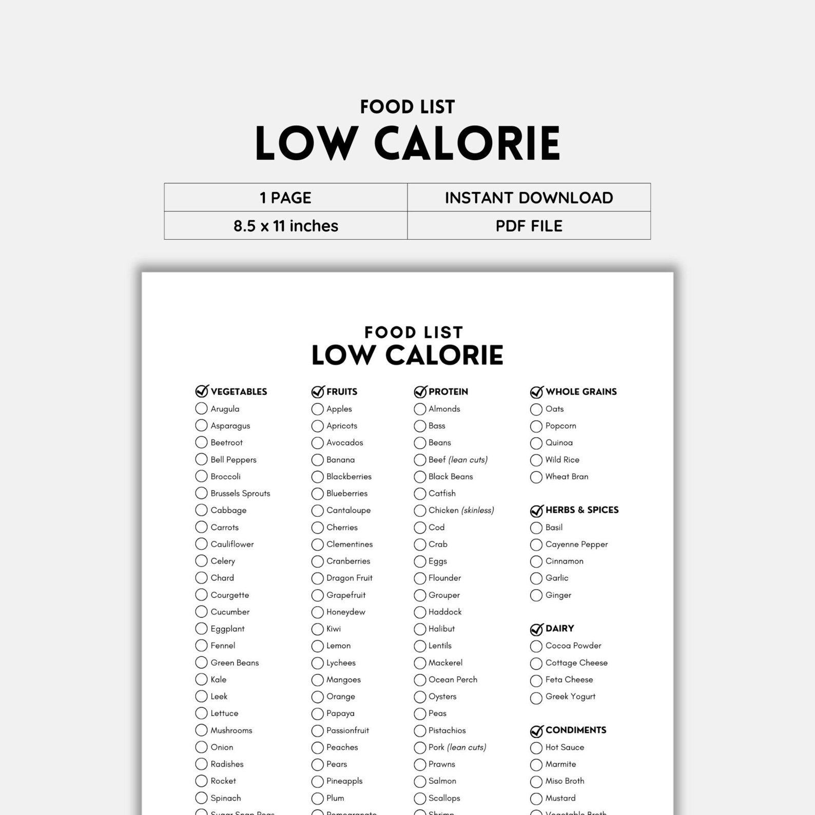 Low Calorie, Food List, Grocery List, Low Calorie Foods, Weight Loss ...