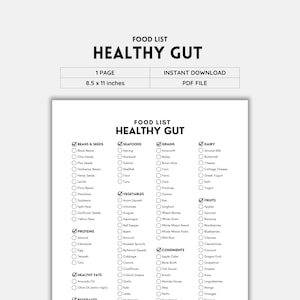 Healthy Gut, Food List, Gut Health, Healthy Digestion, Gut Friendly, Probiotic Foods, Fiber Rich Foods, Gut Healing, Anti Inflammatory, PDF