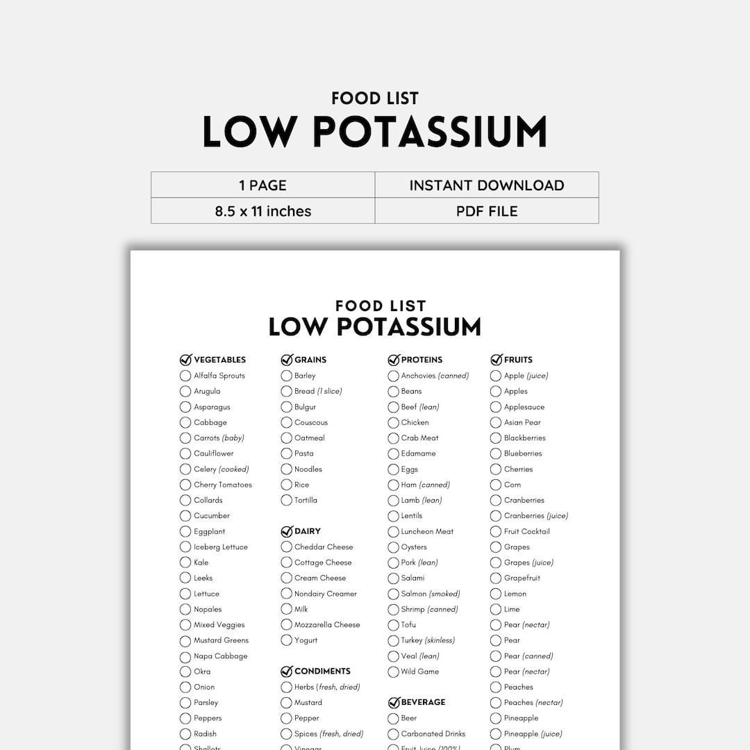 Low Potassium, Food List, Kidney Disease, Renal Diet, Chronic Illness ...