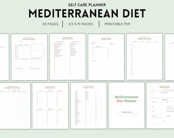 Mediterranean Diet, Diet Planner, Diet Plan, Diet Journal, Diet Tracker, Weight Management, Fitness Planner, Mediterranean Guide, Fillable