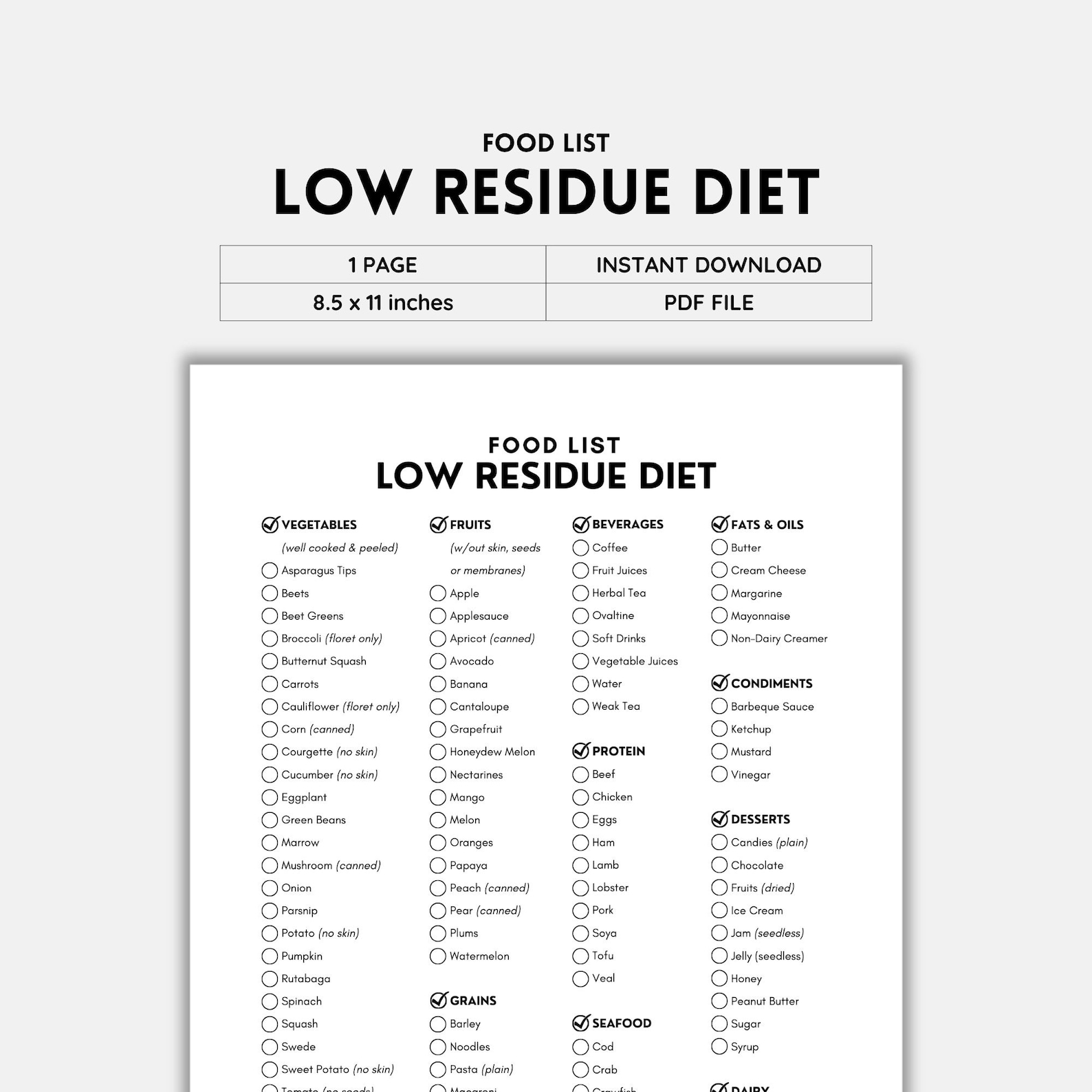 Low Residue Diet Food List Grocery List Shopping List Food Guide low-residue-diet-food-list-grocery-list-shopping-list-food-guide