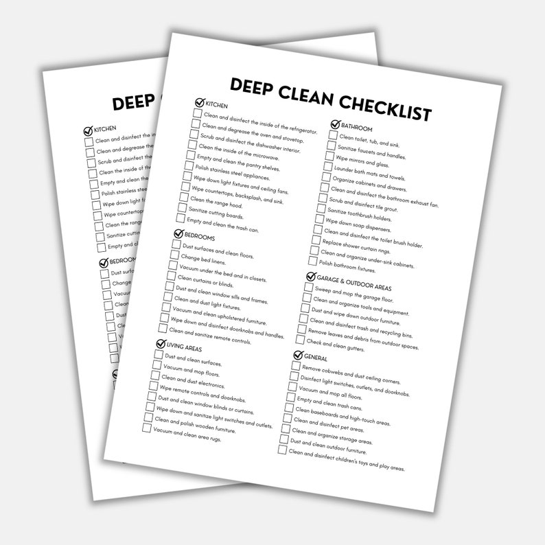 Deep Clean Checklist Printable: Your Ultimate Cleaning Companion! - Etsy