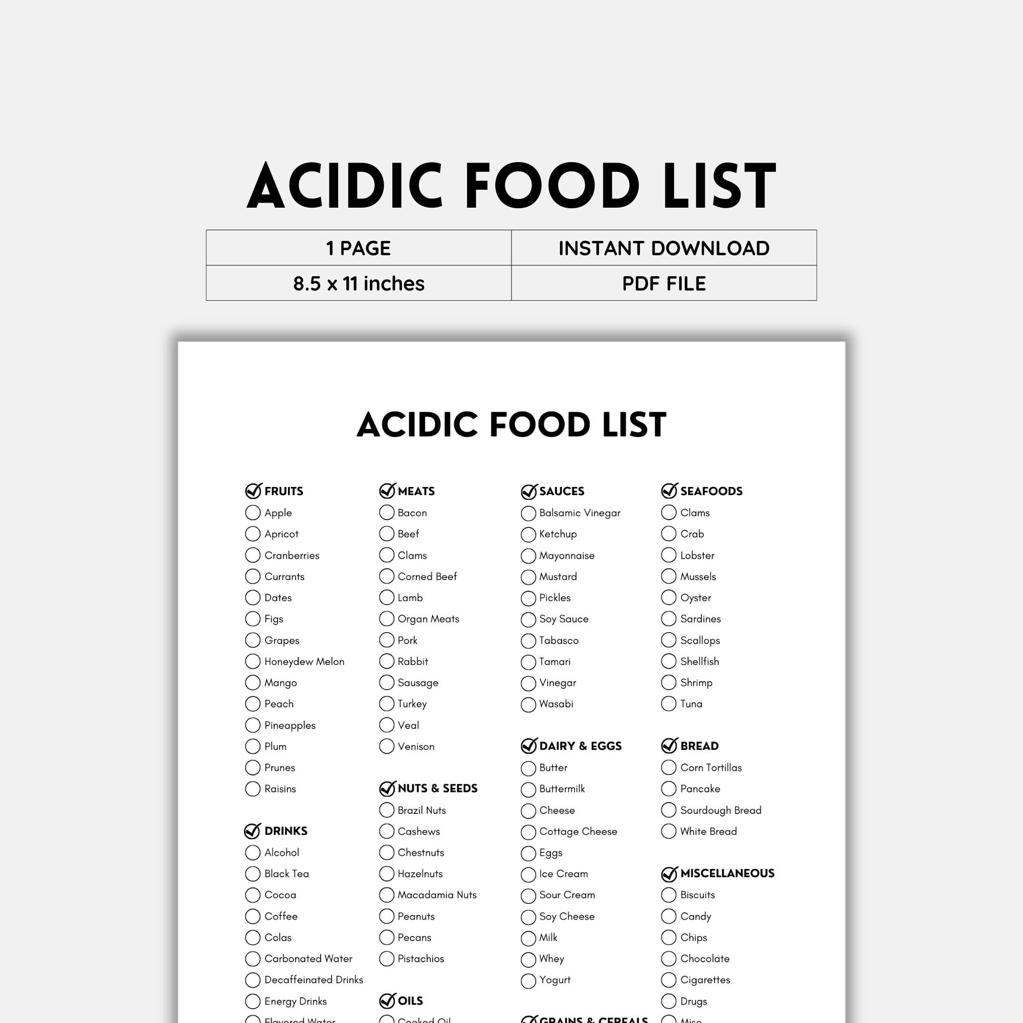 Acidic Food List Acidic Foods Acidic Diet Foods With Acid Ph Level In Foods High Acid Foods