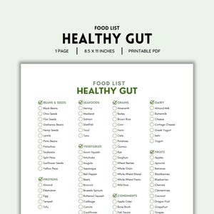 Gut Health, Food Chart, Healthy Gut, Food List, Grocery List, Food Guide, List Printable, Food Journal, Gut Healing Foods, Gut Friendly Diet