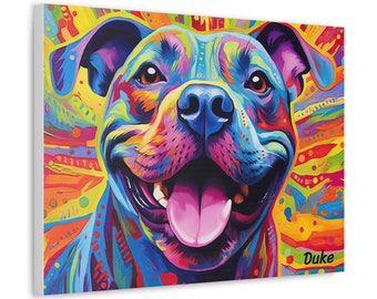 Personalized Pet Staffordshire Bull Terrier Art Canvas, Dog Canvas, Abstract Art, Custom