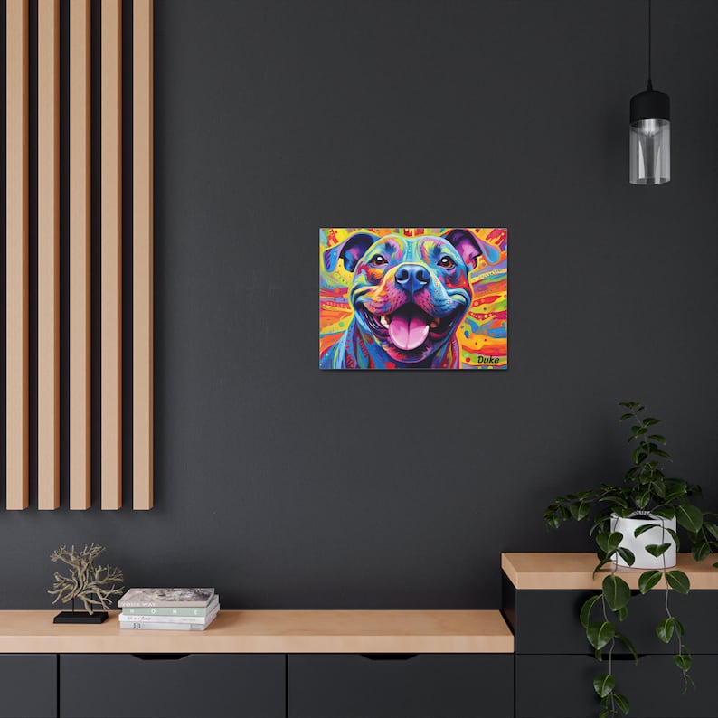 Personalized Pet Staffordshire Bull Terrier Art Canvas, Dog Canvas, Abstract Art, Custom image 2