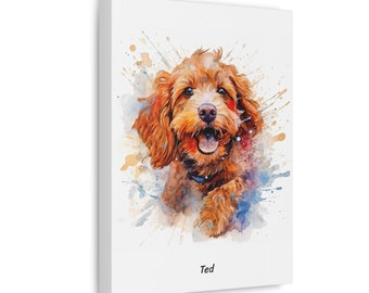 Customised Pet Cavapoo, Watercolour Art Canvas, Dog Canvas, Abstract Art, Personalized