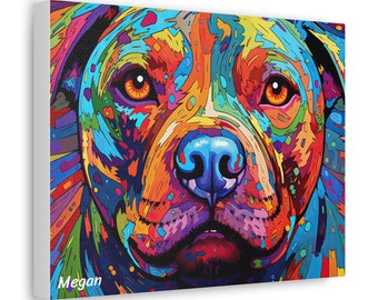 Customised Pet Staffordshire Bull Terrier Art Canvas, Dog Canvas, Abstract Art, Personalized