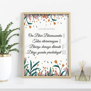 Digital Download, Prayer,  Gayatri Mantra Print,  Meditation Wall Art Print, Yoga Print, Sacred Chant, Hindu Mantra Chant, Home Decor