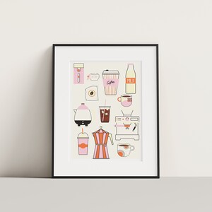 Coffee Wall Art, Coffee Poster, Coffee Print, Kitchen wall art, Coffee Shop, Colourful Kitchen Print, Digital Download, Retro Coffee Poster