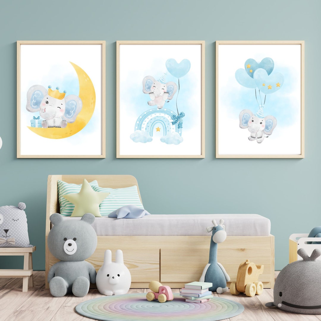 Set of 3 Nursery Prints, Teddy Bear Nursery, Neutral Nursery Deco, Baby ...