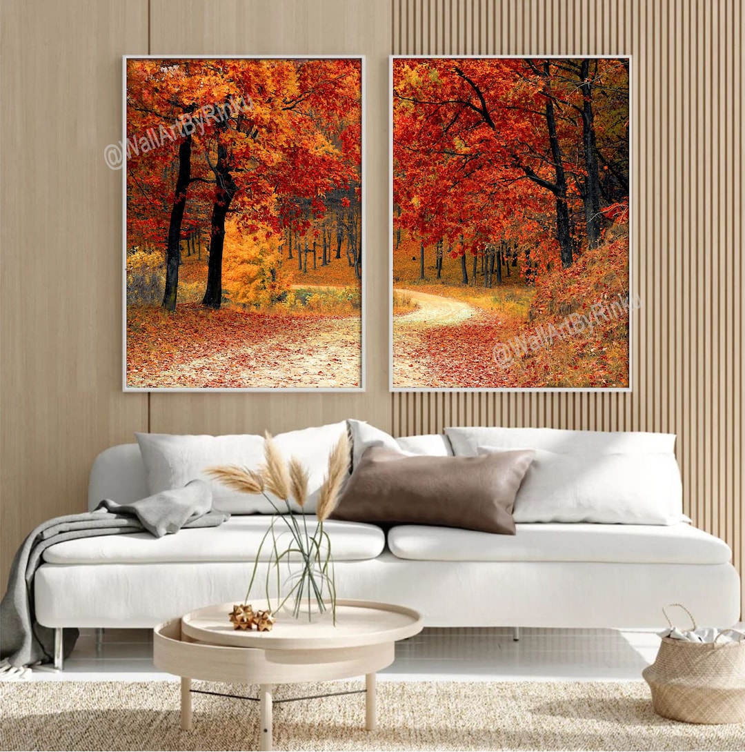 Fall Wall Landscape Print, Set of 2 Wall Art, Fall Decor & Home, Autumn Decor ...