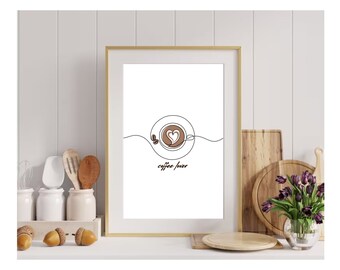 Coffee Wall Art, Coffee Poster, Coffee Print, Kitchen Prints, Kitchen Wall Art, Coffee Shop, Bar Wall Art, Digital Download, Line Wall Art