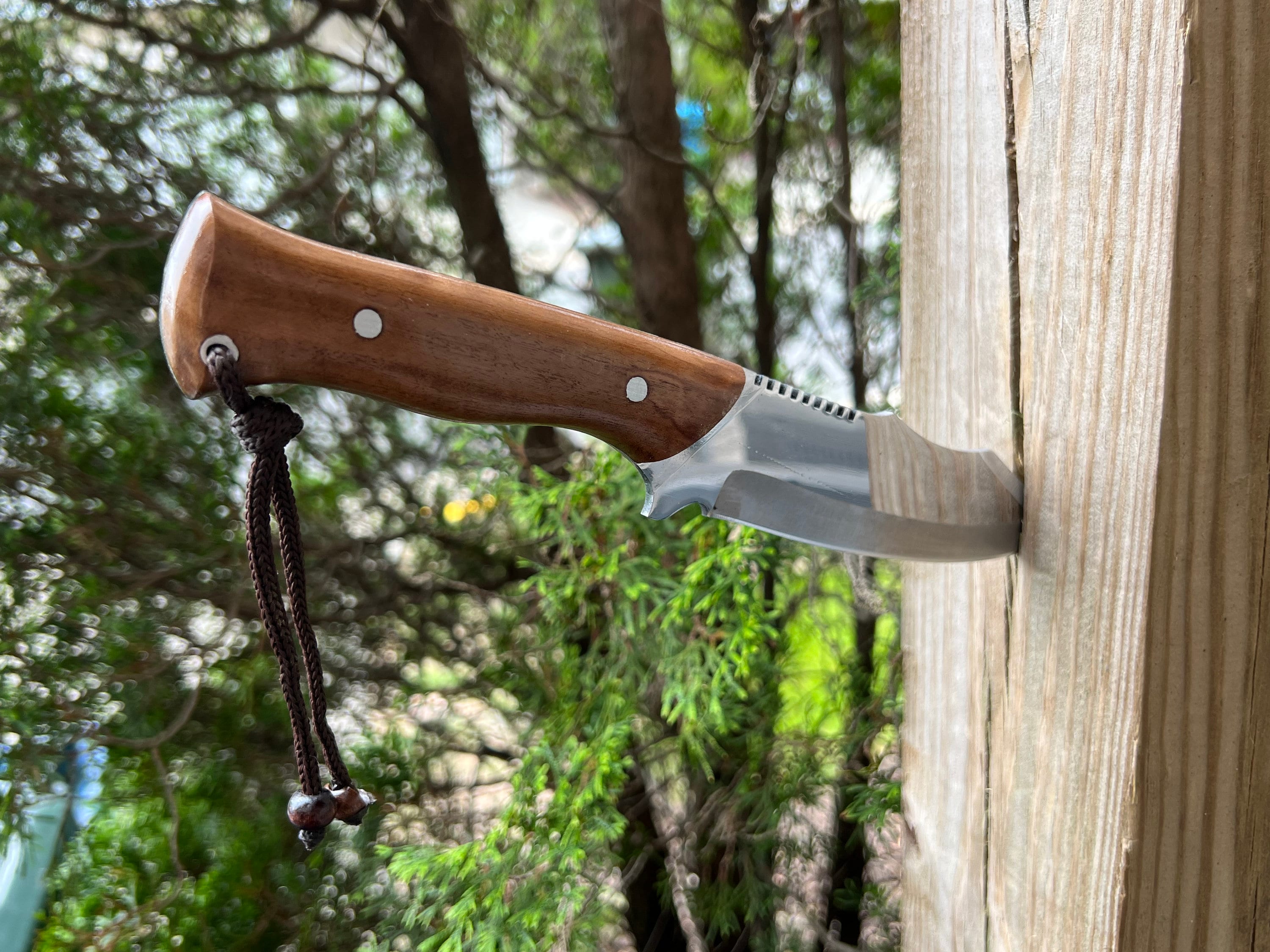 Handmade Bushcraft Knife With Sheath Rosewood Fixed Blade Etsy