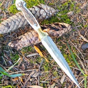Personalized Stag Antler Handle Knife, Handmade Hunting Knife With Leather Sheath, Athame Knife Gifts For Boyfriend, Fairbairn Sykes Knife image 7