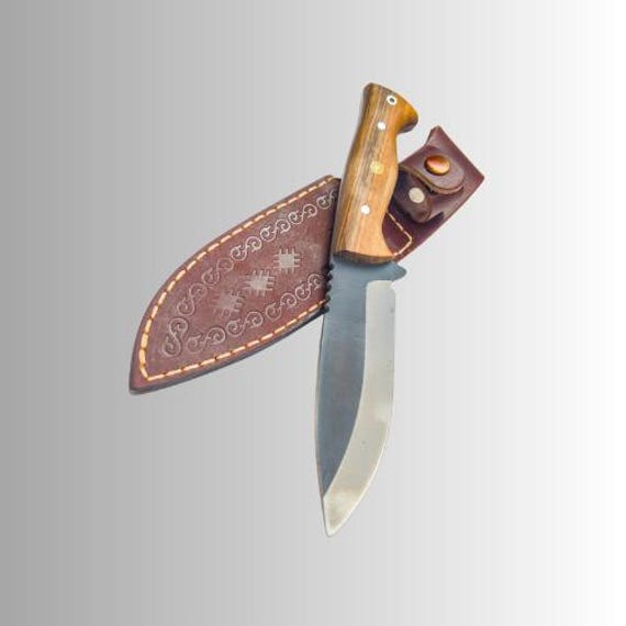 Hand Forged Bushcraft Knife, Camping Knife with Leather Sheath, Full Tang Blade Knife, Tactical Knife For Men, Handmade Gift for Groomsmen