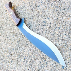 Handmade Gurkha Kukri Knife, Custom Engraved Machete Knife, Full Tang Blade, Root Walnut Handle and Carbon Steel, Everyday Carry Knife image 7