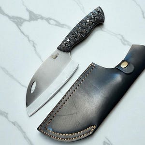Nile, Handmade Serbian Cleaver Knife, Forged Almazan Chef Knife with Custom Engraving,Rustic Kitchen Knife Gift for Him,Unique Butcher Knife