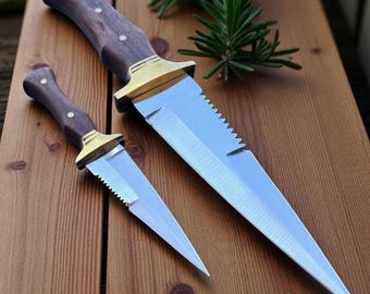 Custom Hunting Knife Set, Fairbairn Sykes Style, Engraved Athame Knives