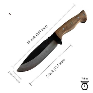 Hand Forged Bushcraft Knife, Camping Knife with Leather Sheath, Full Tang Blade Knife, Tactical Knife For Men, Handmade Gift for Groomsmen image 7