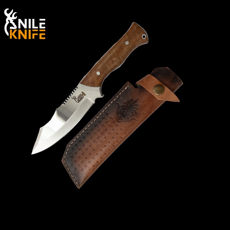 Handmade Bushcraft Knife With Sheath Rosewood Fixed Blade Etsy