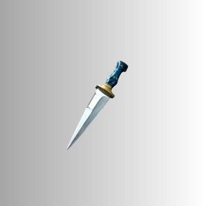 Handmade Steel Fairbairn Sykes Knife, Blue Resin Handle, Leather Sheath, Collectible Outdoor Tool image 3