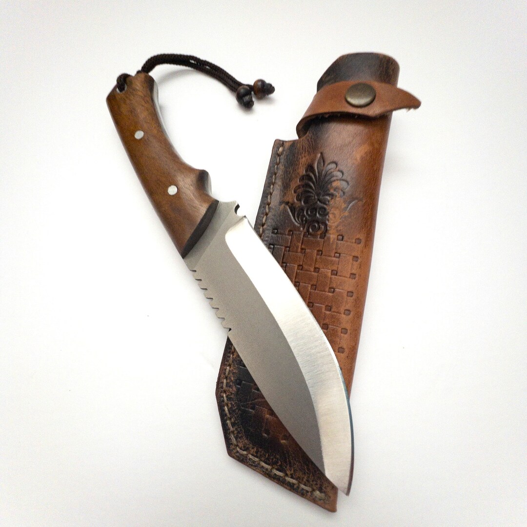 Handmade Bushcraft Knife With Sheath Rosewood Fixed Blade Etsy