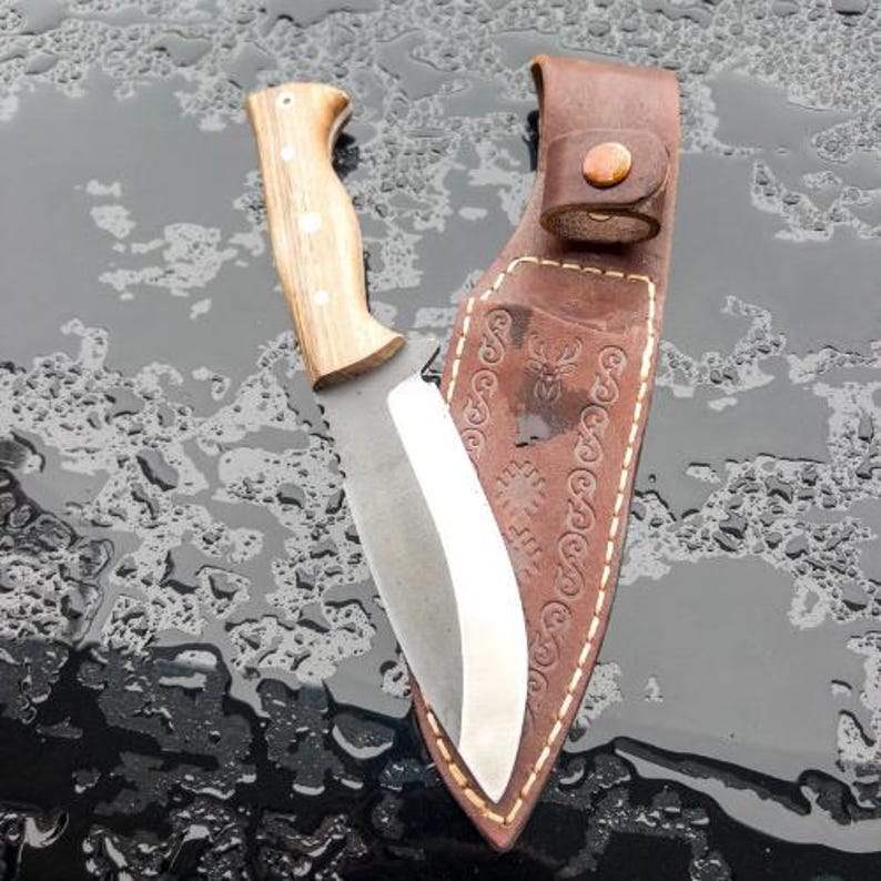 Hand Forged Bushcraft Knife, Camping Knife with Leather Sheath, Full Tang Blade Knife, Tactical Knife For Men, Handmade Gift for Groomsmen image 9