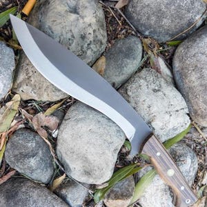 Handmade Gurkha Kukri Knife, Custom Engraved Machete Knife, Full Tang Blade, Root Walnut Handle and Carbon Steel, Everyday Carry Knife image 8