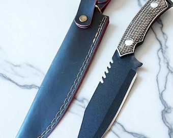 Custom Bowie Hunting Knife, Classic Hunter Tool, Steel Handle Knife With Leather Sheath, Good Item For Hunter, Perfect Gift For Him