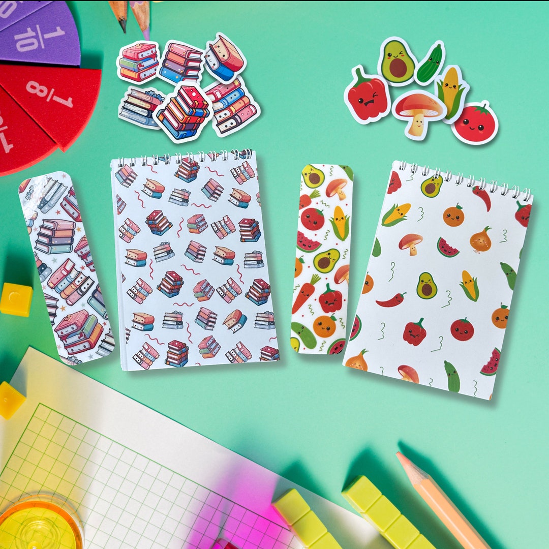 Notepad Set, With Matching Bookmark and 6 Stickers, Suitable for ...