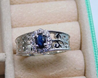 vintage tanzanite ring, 925 sterling silver engagement ring for women promise ring December birthstone- Anniversary Birthday Gift For Wife