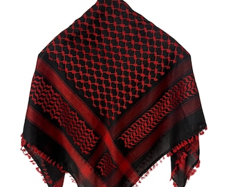 Keffiyeh Palestine Scarf Style, Cotton Arafat Hatta Arab Style Headscarf for Men and Women, Traditional Shemagh with Tassels Gifts for Wife